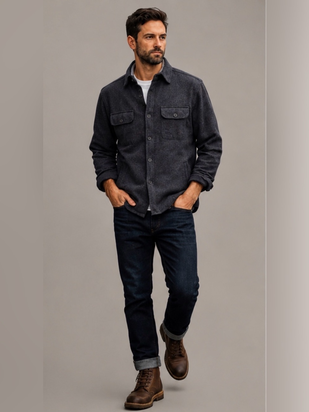 Grayers Shirt Jacket Mens M Charcoal Shacket Workwear Button Up Heavyweight